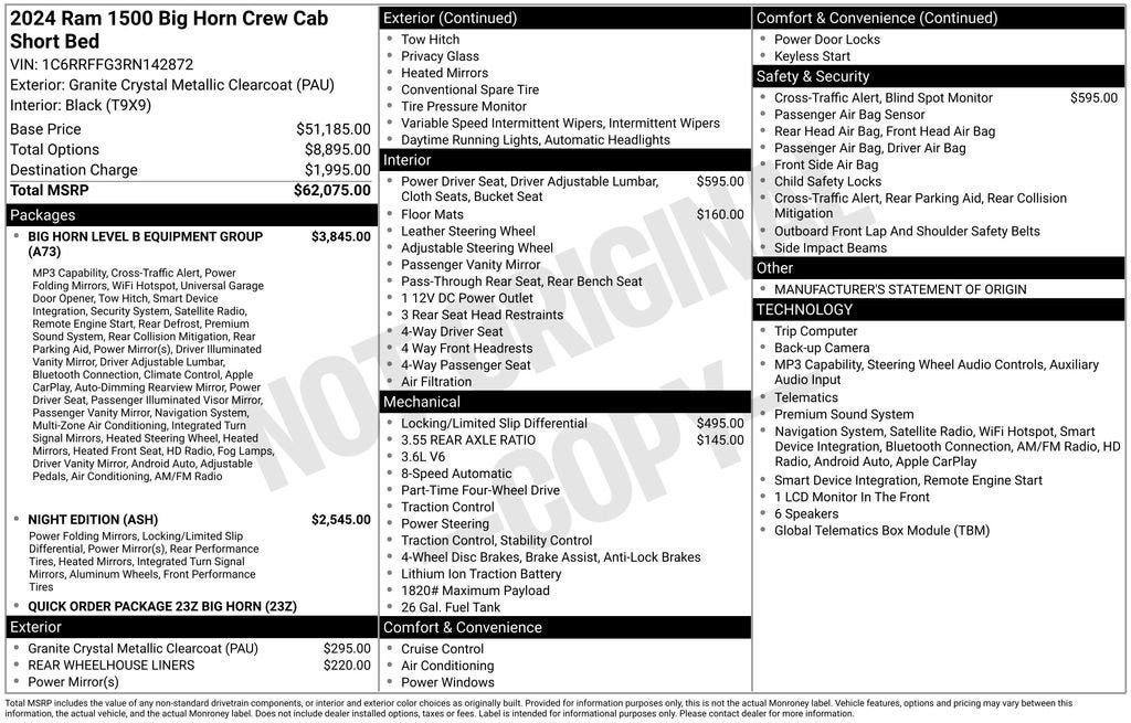 2024 RAM 1500 Big Horn Crew Cab 4x4 5'7" Box