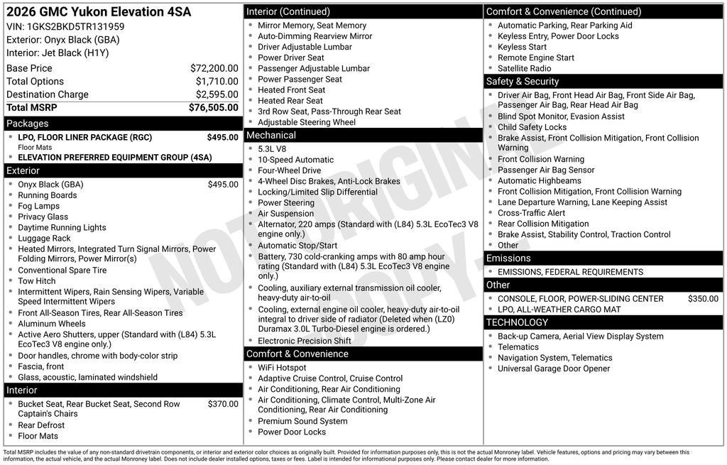 2026 GMC Yukon Elevation