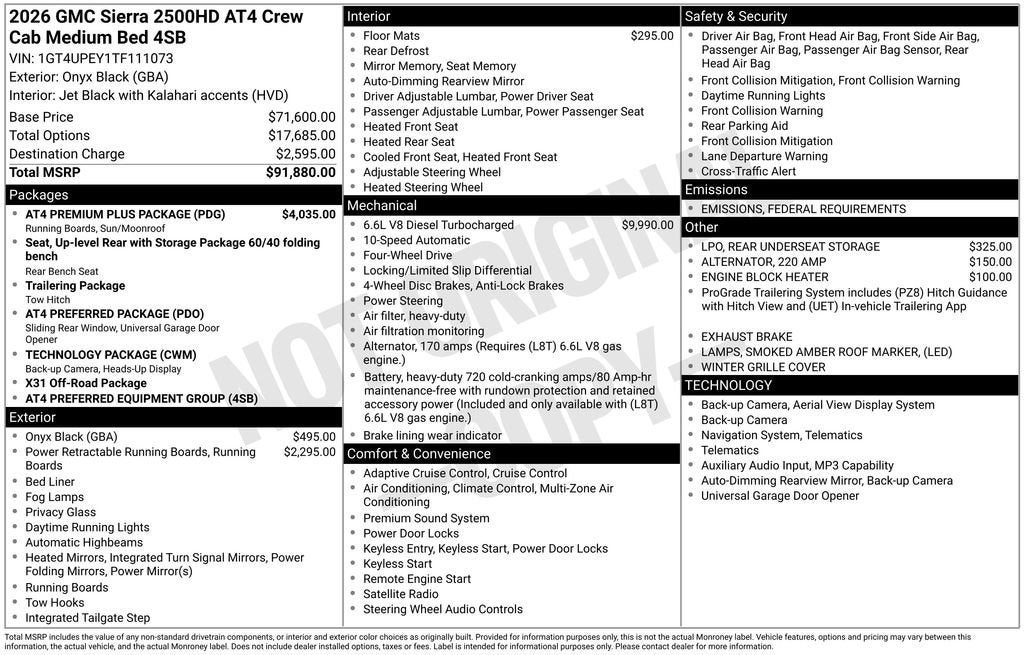 2026 GMC Sierra 2500 HD AT4