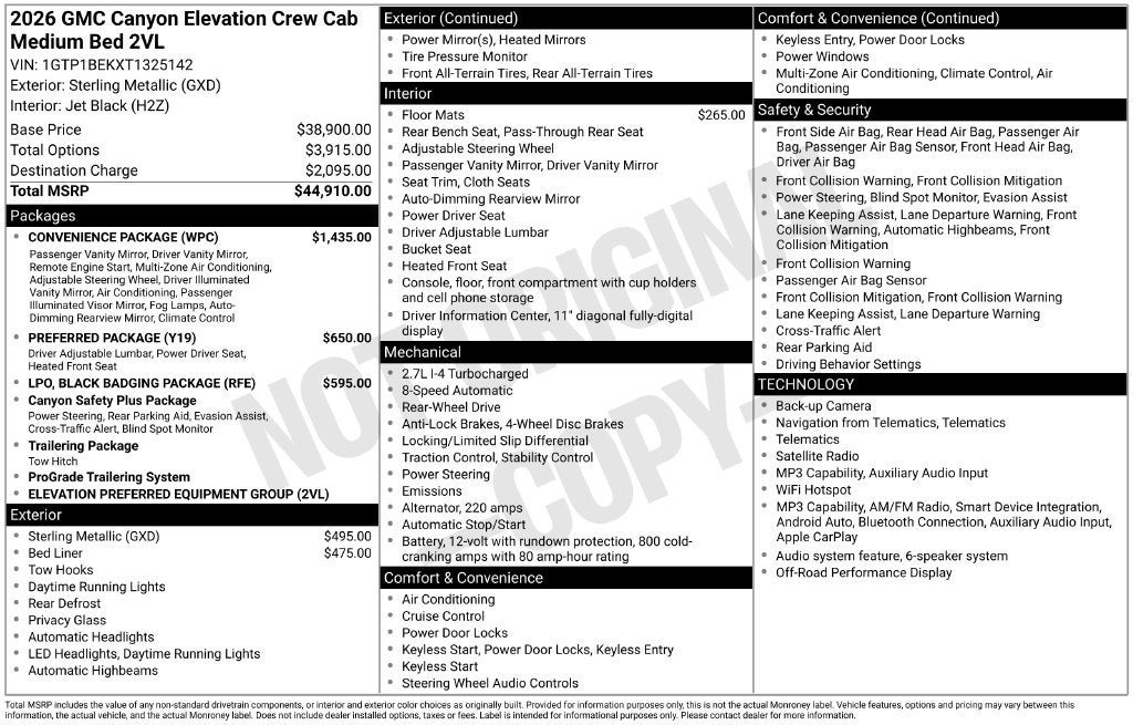 2026 GMC Canyon Elevation