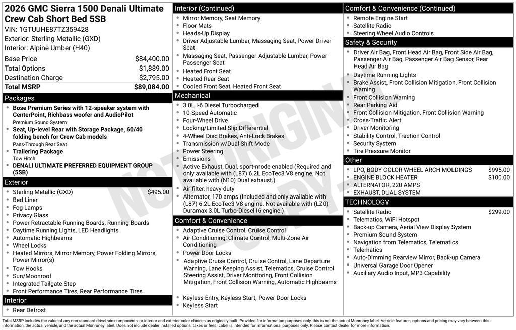 2026 GMC Sierra 1500 Denali Ultimate