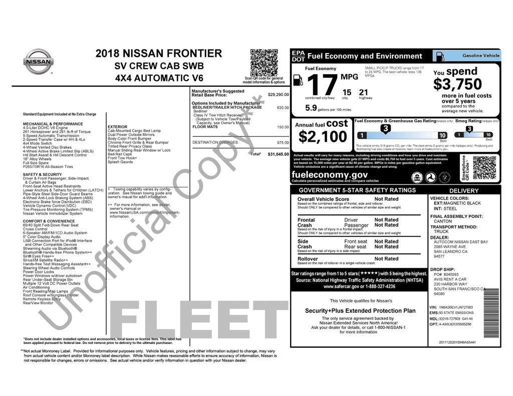 2018 Nissan Frontier SV
