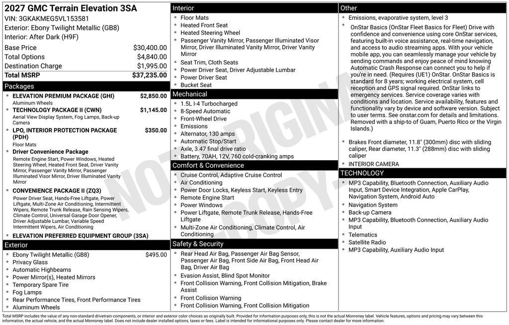 2027 GMC Terrain Elevation
